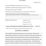 Bars Hunting Service, LLC questionnaire form with date, yes/no questions, service options, and a large reference comments section.
