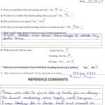 Reference letter form from Bars Hunting Service LLC with date 10-4-17; questions about satisfaction, future use, and a handwritten comment section filled with notes.
