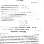 Reference letter form from Bars Hunting Service, LLC with satisfaction questions and a long comments box, date noted as Jan 13, 2016.