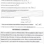 BARS HUNTING SERVICE, LLC reference letter form with date Oct 6, 2014 and sections for customer feedback and reference comments.